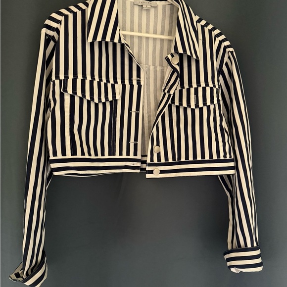 Cropped Striped Jacket by Favlux - Size Large - NWT - Picture 2 of 4